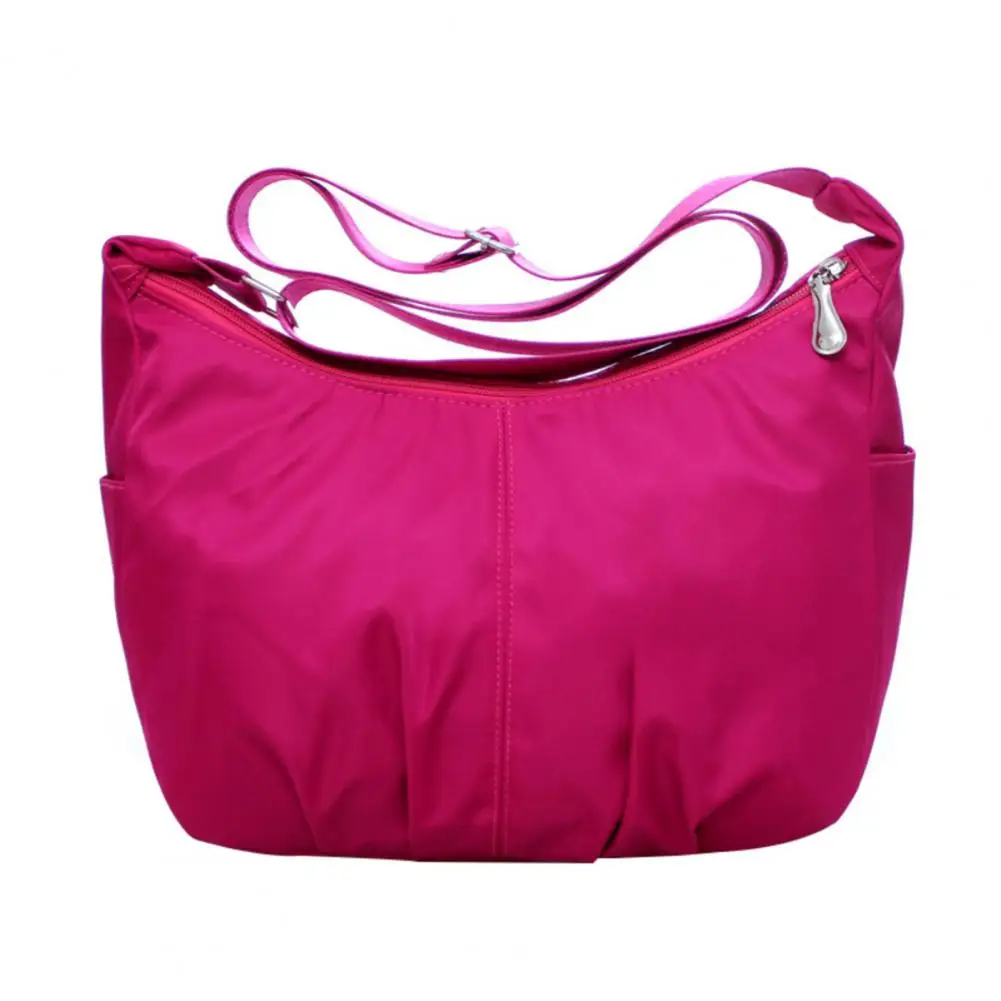 Large Capacity Women Shoulder Bag Zipper Closure Waterproof Solid Color Pocket Wallet Makeup Bag