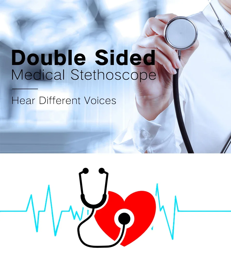 Double Sided Medical Cardiology Doctor Stethoscope Professional Medical Heart Stethoscope Nurse Student Medical Equipment Device