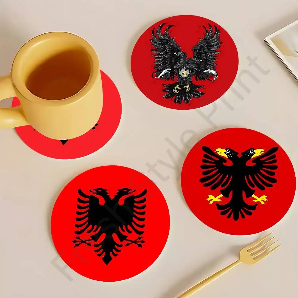 

A-Albanias-S Flag Round Wooden Coasters For Cute Design Suitable for Drinks Tea,Coffee Home Perfect Gift