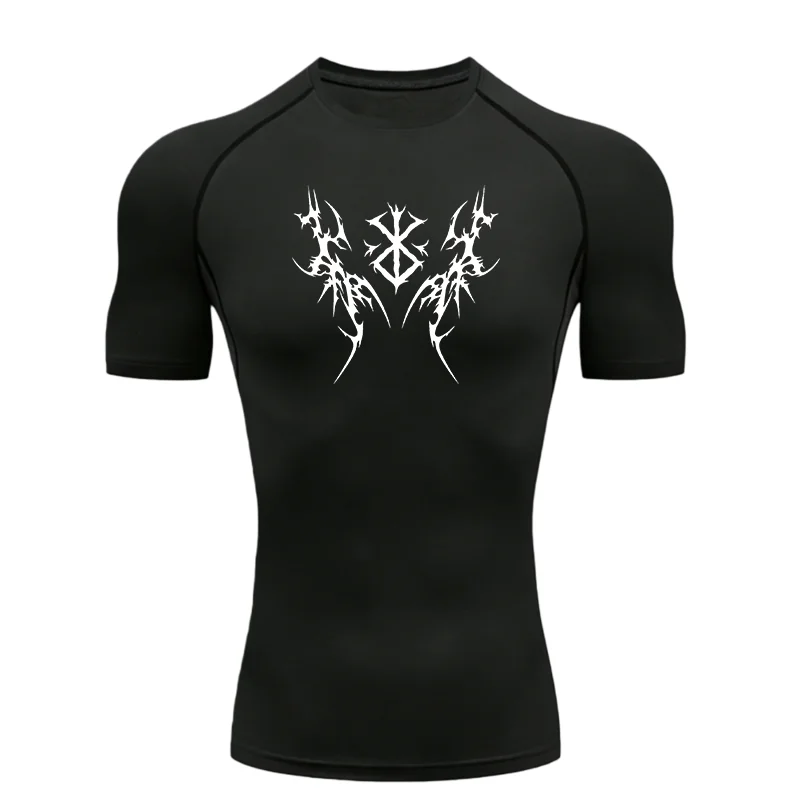 Herren Sport-T-Shirt Training Fitness Hochelastisch Kompression Workout Athletisches Feuchtigkeitsableitendes Sport-Oberteil