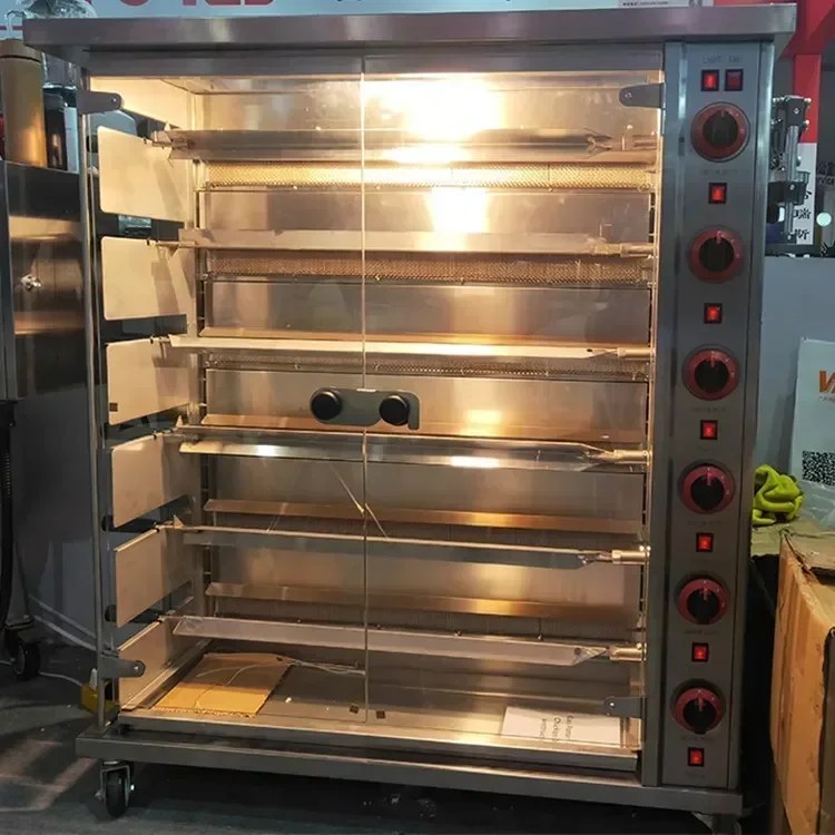 Industrial Commercial Stainless Steel 3 6 9 Rotary Gas Chicken Grill Rotisserie Machine Chicken Rotisserie Oven