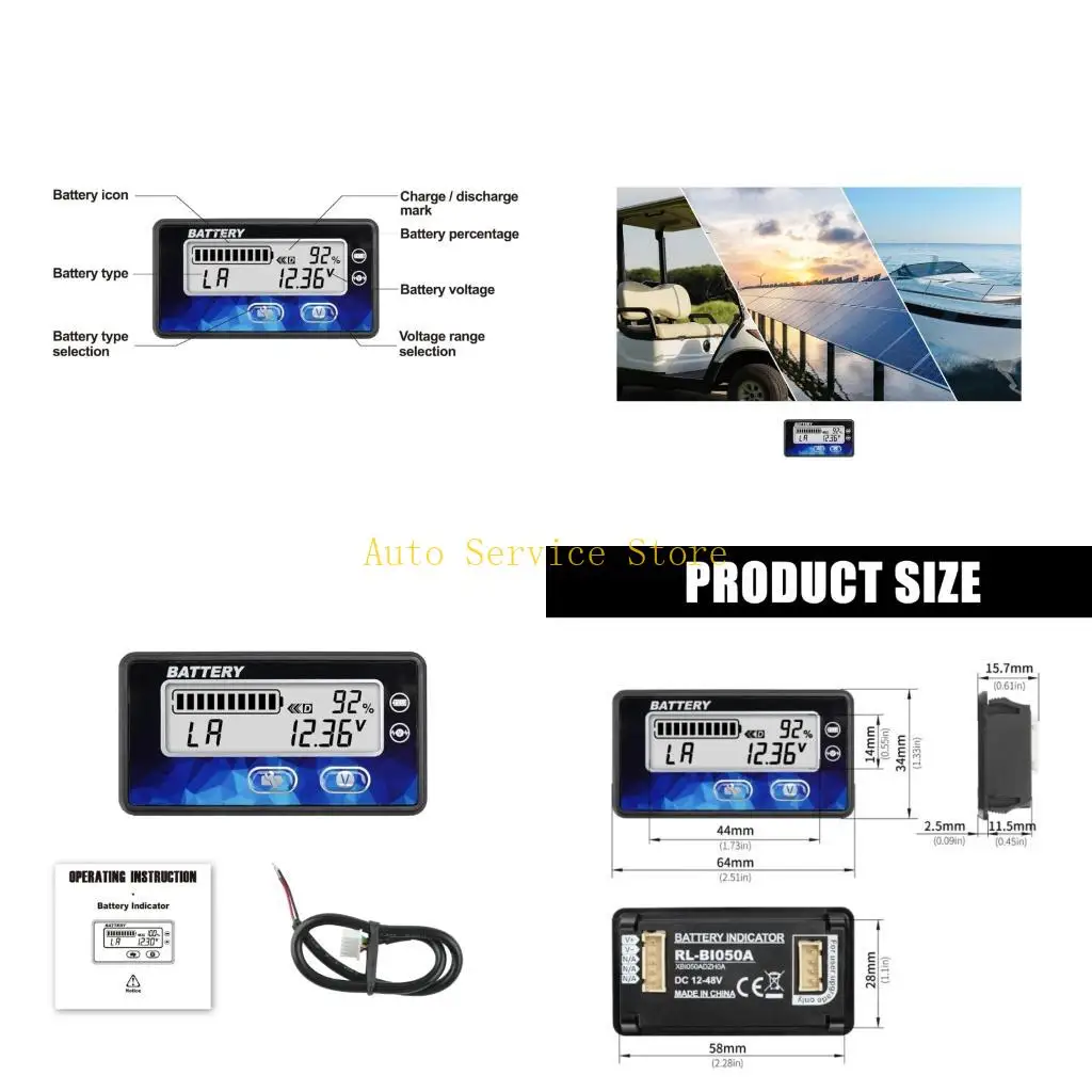 

462A Digital Battery Voltages Meter For Golf Cart Motorhome Solar Systems 12V To 48V LCD Display