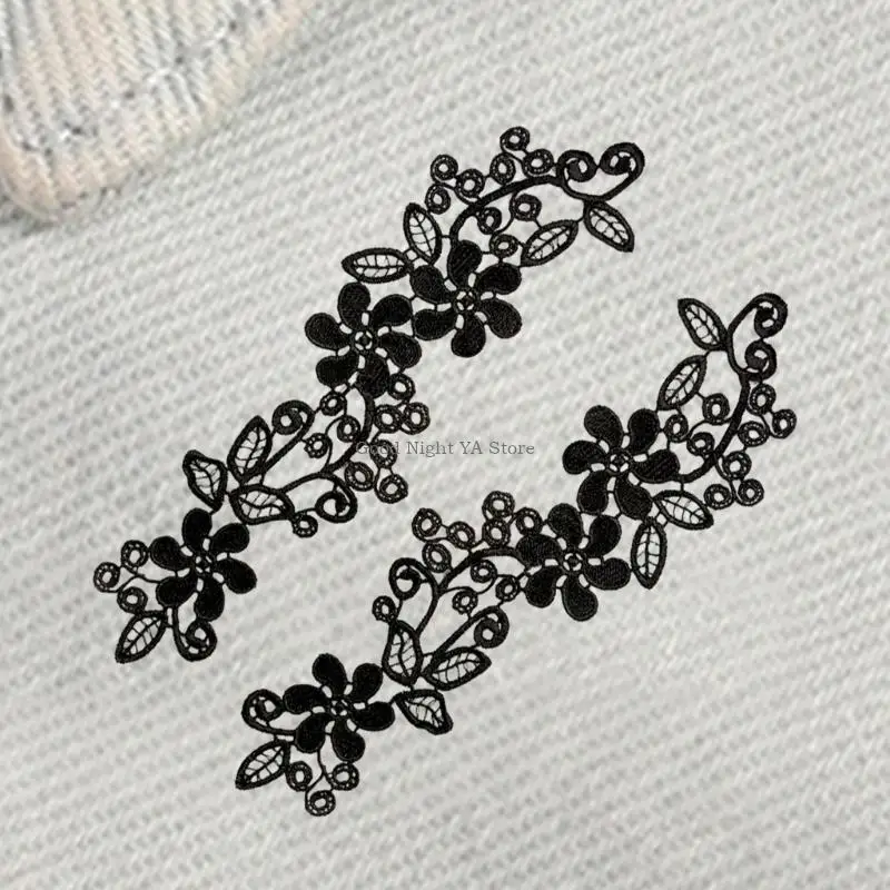 2Lots Polyester Spitzen Applikationen Kleidung gestickte Nähflecken