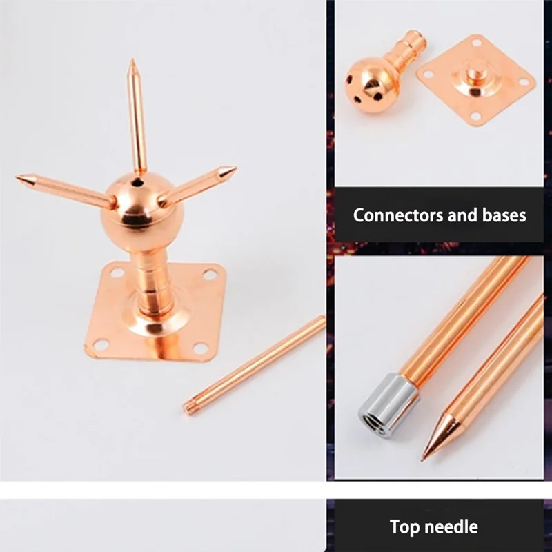 

A03F-Lightning Protection Equipment For Home, For House Roof, Three-Pole Spike Detachable Lightning Rod Kit
