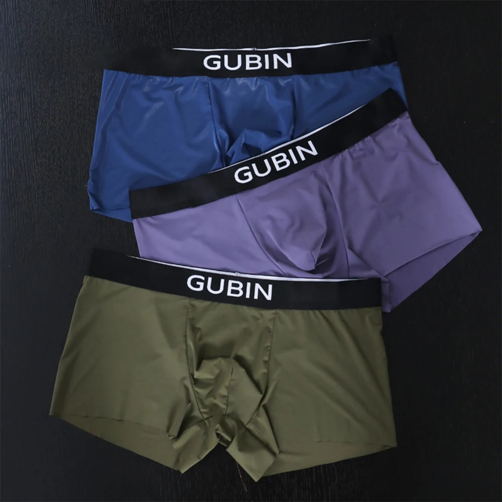 1 Stuk Sexy Heren Boxers Shorts Onderbroek Ijs Zijde Naadloze Zachte Bult Zakje Ondergoed Lage Taille Mannelijk Slipje