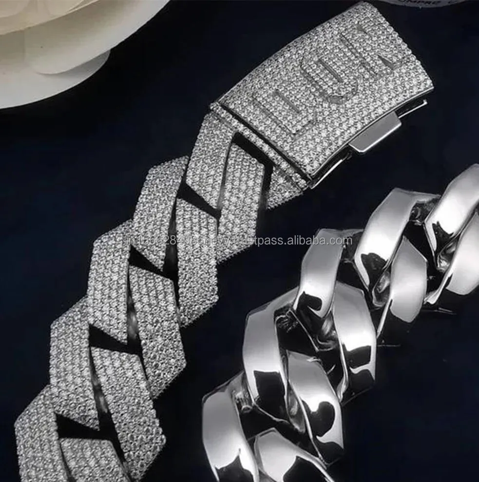 Custom Name 26mm Rappers Iced Out Cuban Link Chain Diamond Moissanite Mens Chunky Chain Necklace Cuban Link Chain Men