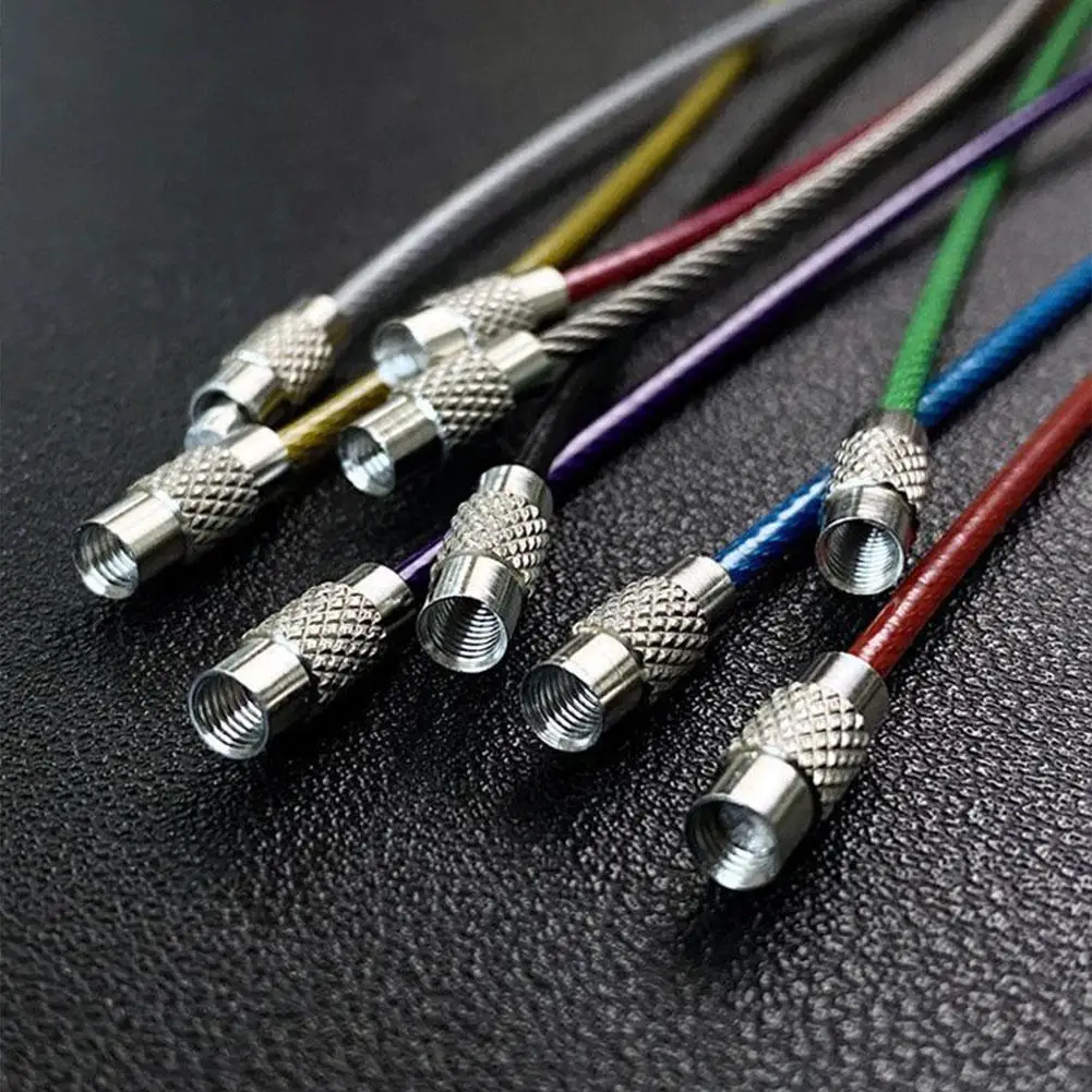 Colorful EDC Keychain Steel Carabiner Key Holder Camping Tools Tactical Screw Locking Wire Key Keychain Key Chain