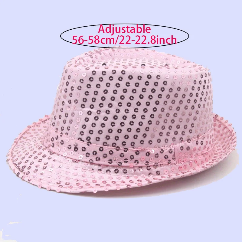 Chapeau melon pour hommes, avec paillettes, perles, bord roulé antidérapant, Hip Hop, Jazz, spectacle de magie, Costume de fête