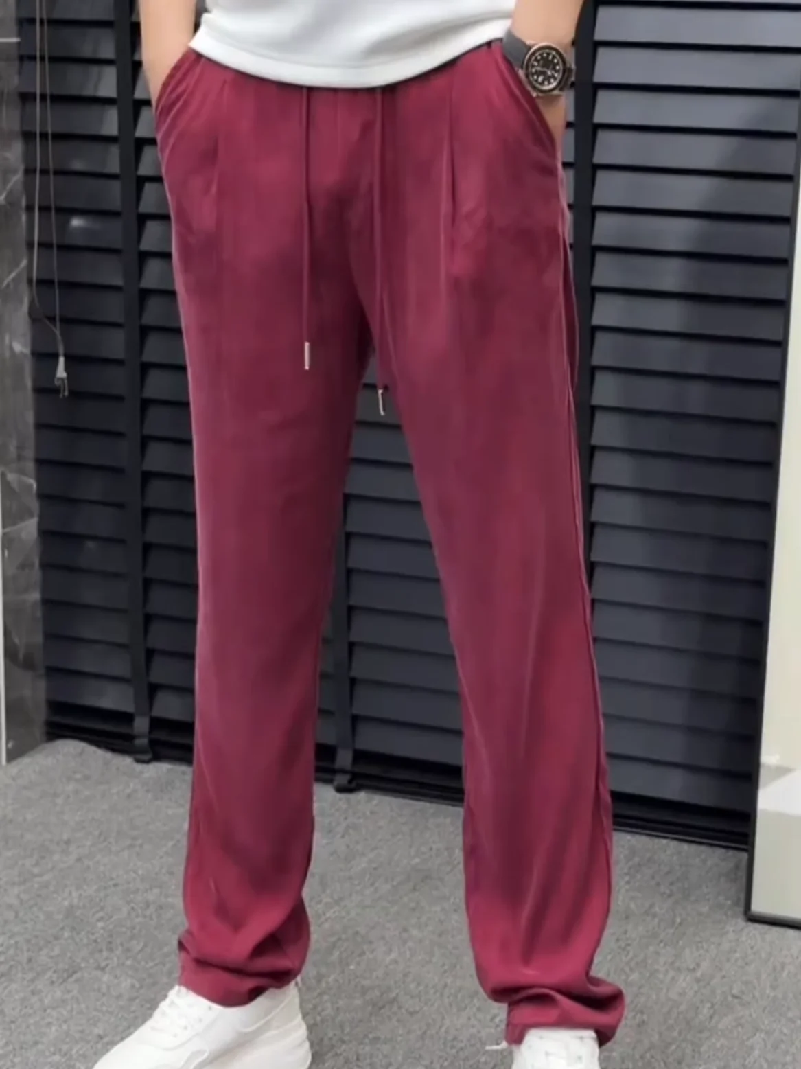 

Faionable Copper Ammonia Smooth Men's Casual Pants Spring Summer Straight Leg Anti-Bacterial Comfortable Versatile Leisure ...