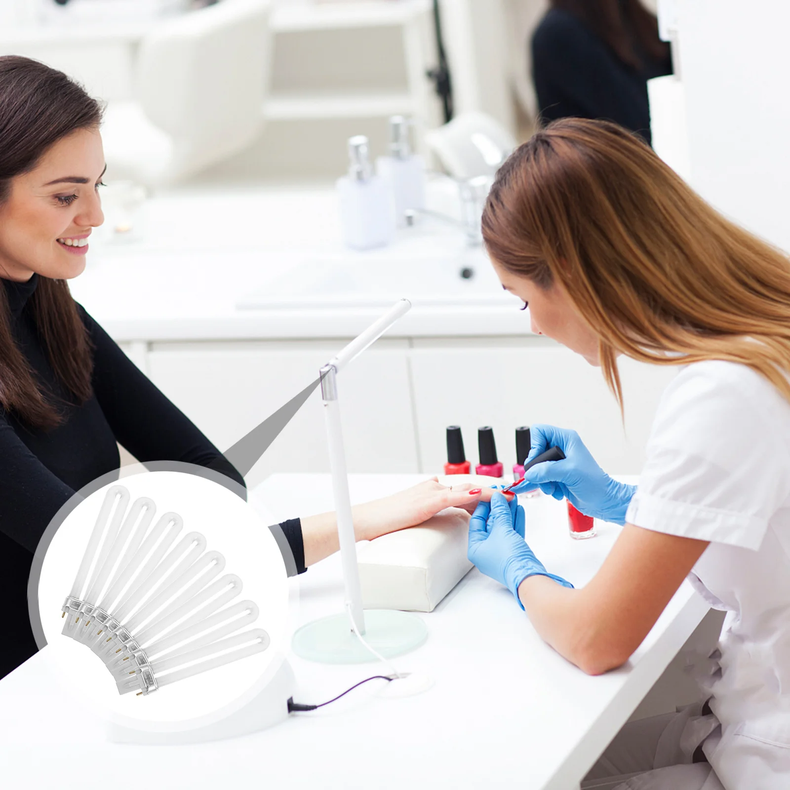 หลอดไฟอบเล็บ 8 ชิ้น สำหรับร้านเสริมสวยมืออาชีพ แสงยูวี แอลอีดี สำหรับอบเจลทำเล็บ อุปกรณ์ทำเล็บด้วยตัวเอง หลอดไฟอบเล็บ แสงสำหรับทำเล็บ