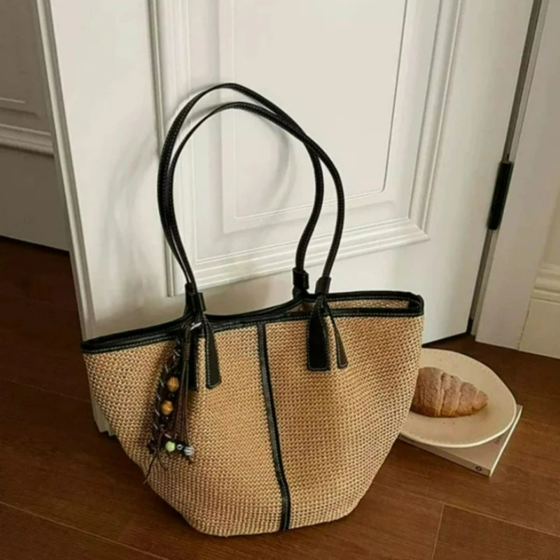 

New Bohemian style hand-woven handbag - multi-functional bucket-shaped bag - high-quality large-capacity beach vacation tote bag