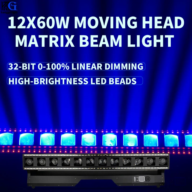 LED 12x60W Moving Head Beam Matrix Light RGBW 4in1 Stage Bar Lights LED Zoom Dyed Pixel Moving Head Beam Light  for DJ Party Clu