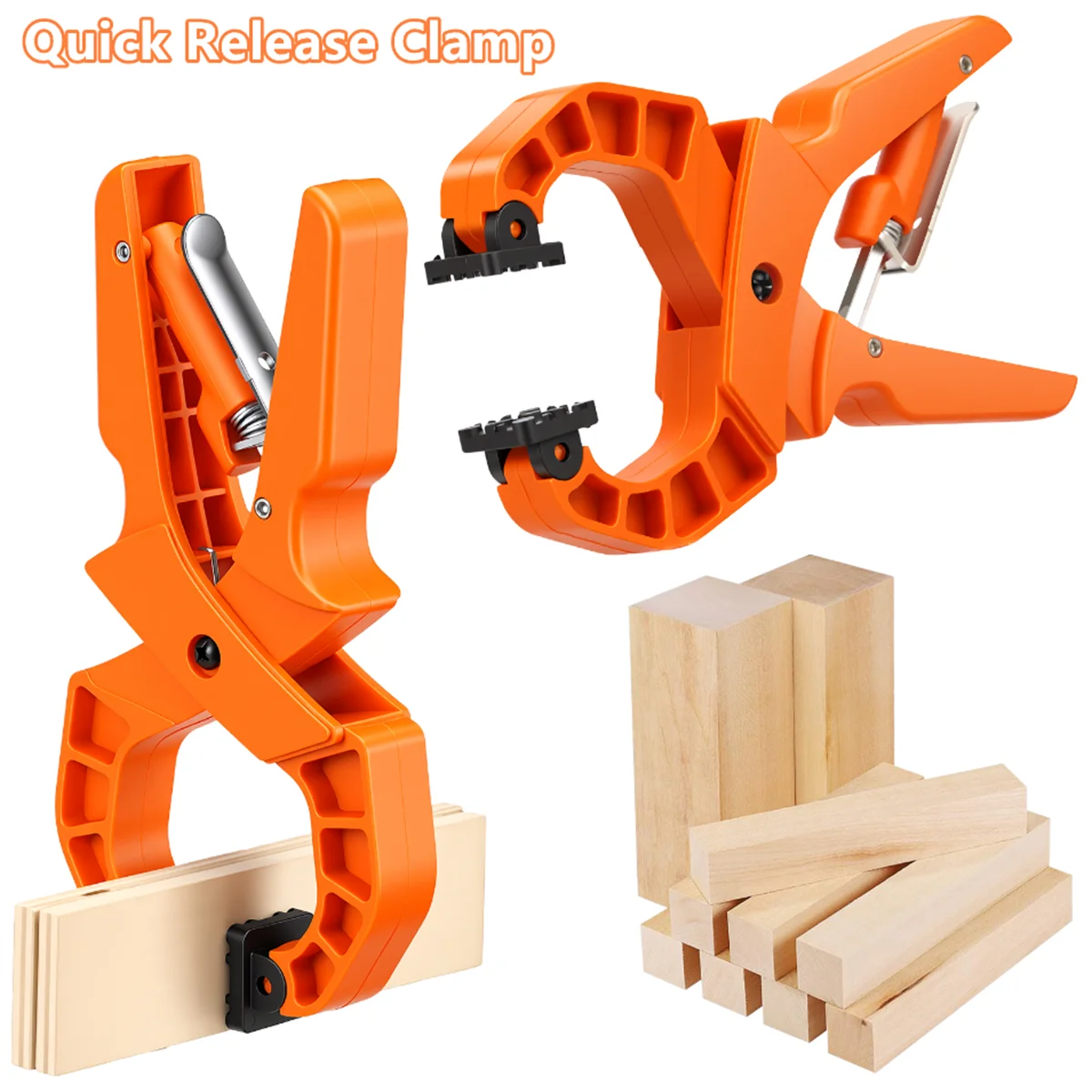 

2Pack Heavy Duty Woodworking Clamps Nylon Fiberglass Ratchet Clip with Quick Release Lever 40Lbs Max Locking Grip for Wood Metal
