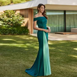 Simple Off Shoulder Mother of the Bride Dresses Boat Neck Mermaid Wedding Party Gowns Appliques Pleat Floor Length فساتين السهرة