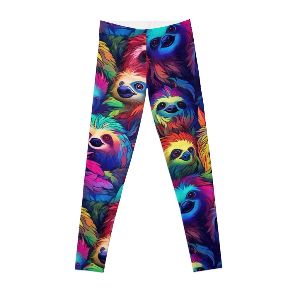 

Slothful Delights: Embrace Colorful Whimsy with our All-Over Sloths Print Collection Leggings Women's high waist Womens Leggings