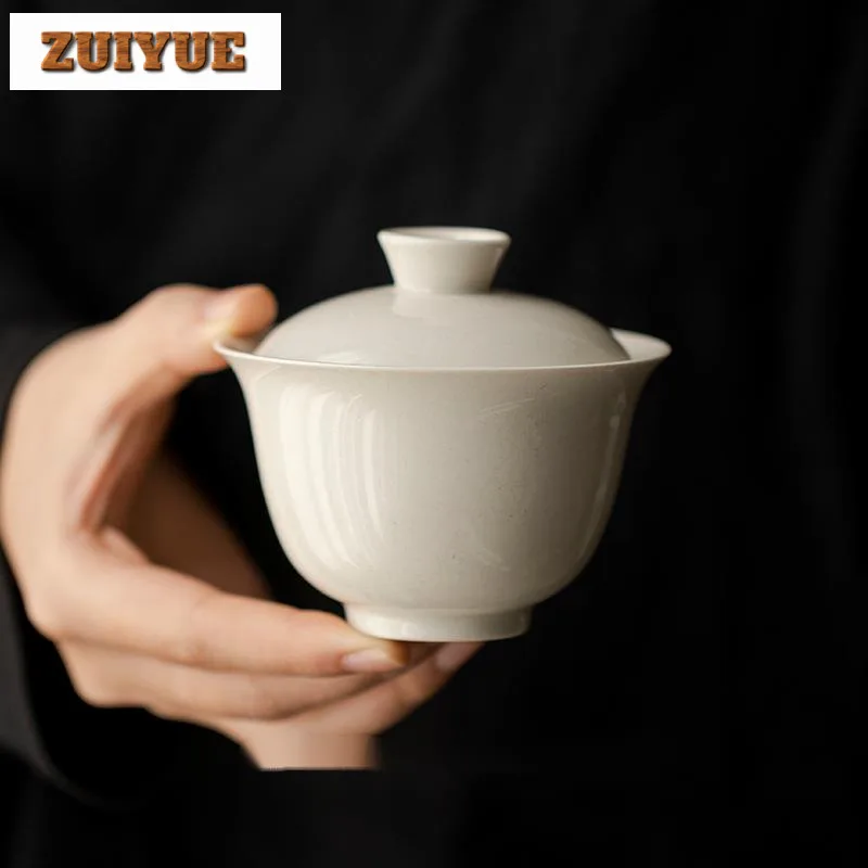 Imagem -02 - Japonês Anti Escalda Cerâmica Kung fu Chá Terrina Grupo Planta Tampa de Cinza Bowl Boutique Fazendo Gaiwan Cafés Coleção Presentes 180ml