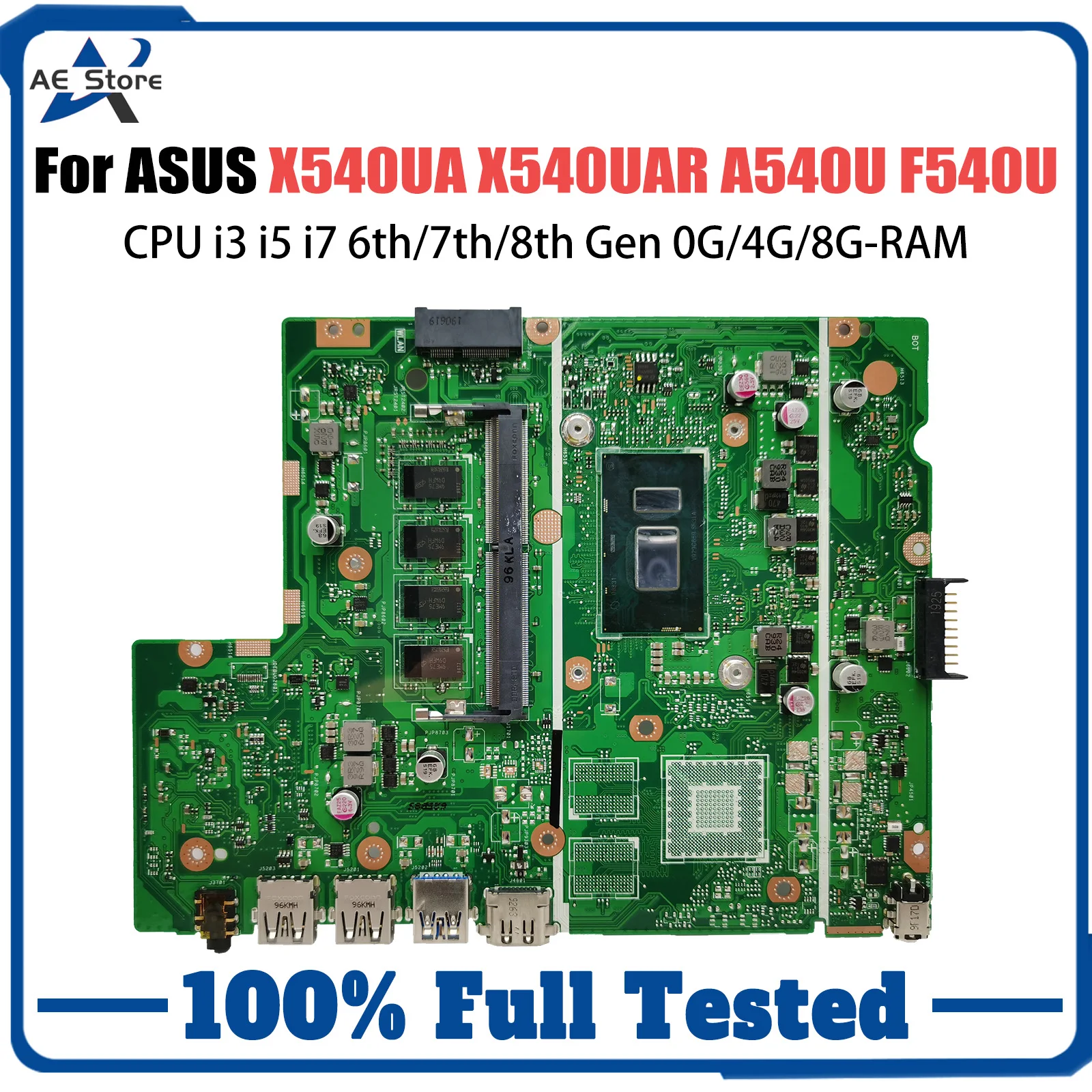 Motherboard Laptop X540UA, untuk ASUS X540UAR X540UV A540U F540U X500U K540U X543U P540U R540U Mainbaord i3 i5 i7 0G/4G/8G-RAM