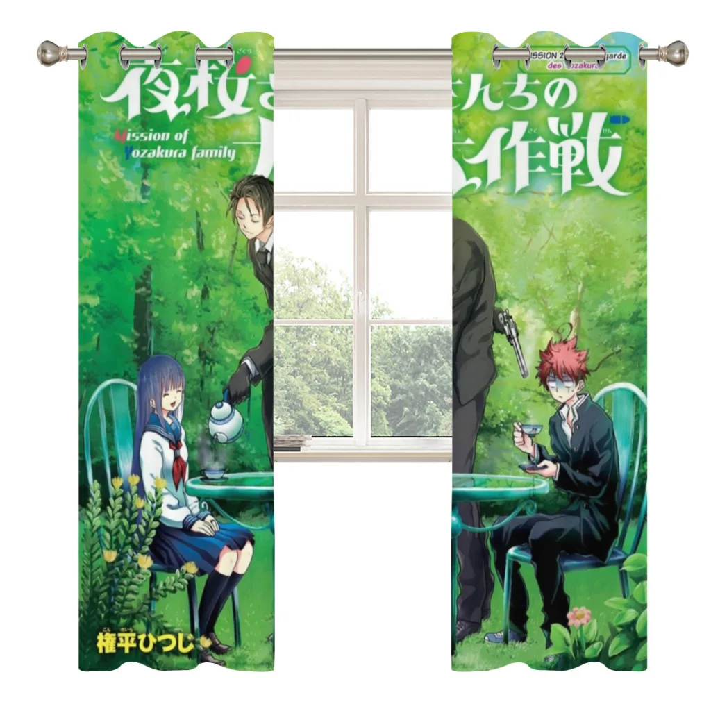 Mission: Yozakura Family 2 PC Blackout Windows Curtain  for Living Room Bedroom Bathroom Curtains