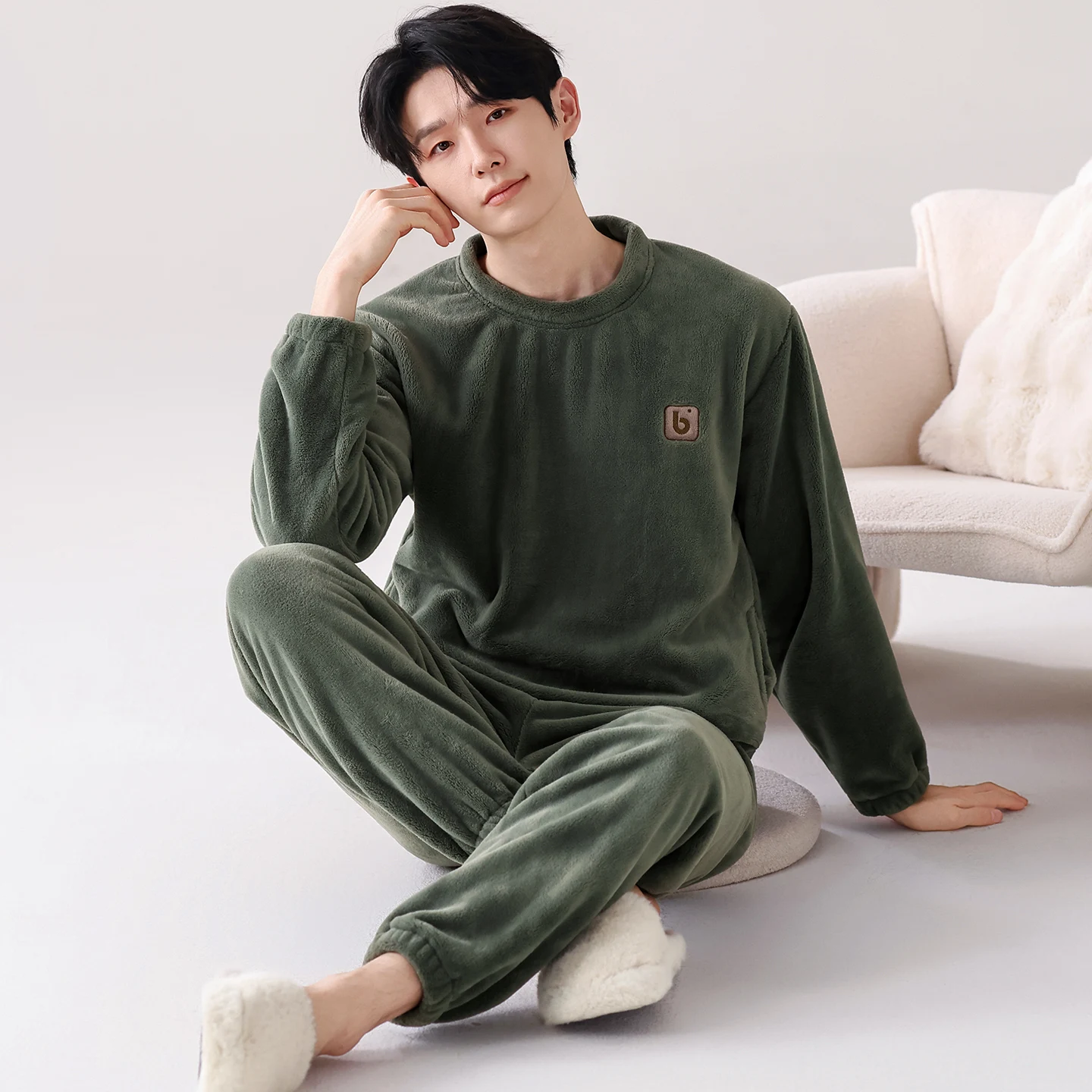 

Осенне-зимние толстые фланелевые мужские пижамы с круглым вырезом, мужская домашняя одежда, повседневный спортивный костюм, мужские пижамы из кораллового флиса, пижамы hombre