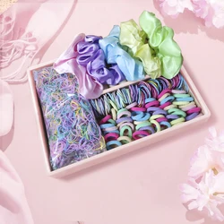 2155Pcs Girls Colorful Hair Bands Set Nylon Elastic Rubber Band Satin Scrunchies Children Ponytail Holder Kids Hair Accessories