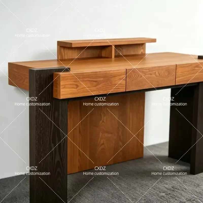 Medieval Style Solid Wood Desk for Home Living Room Study Writing Computer Table Light Luxury High End Boss Office Desk