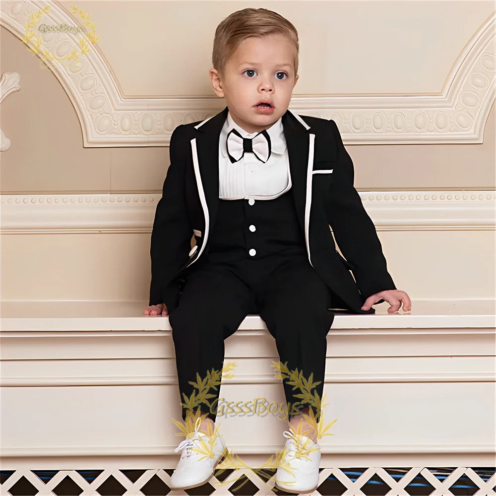 

3 Piece Boys Suit Jacket Pants Vest Formal Wedding Kids Tuxedo Slim Fit Blazer for Children 2-16 Years Old Customized Clothes