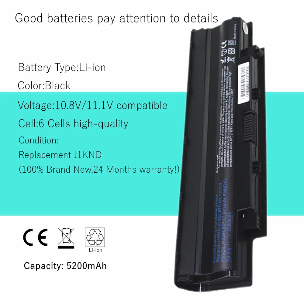 New Laptop battery For Dell Inspiron N5020 N5030 N5040 N5050 N4010 N5010 N5110 N7010 N7110 For Vostro 1450 3450 3550 3750 J1KND