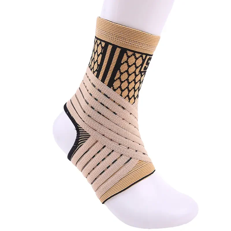 

1pc Beige Elastic Bandage Knitted Ankle Support Sleeve