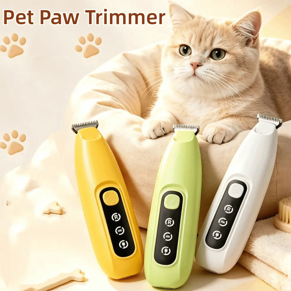LED Light Pet Paw Trimmer Low Noise Safe Dog Hair Clippers Widen Comfortable Grip Electric Dog Hair Remover Face Grooming