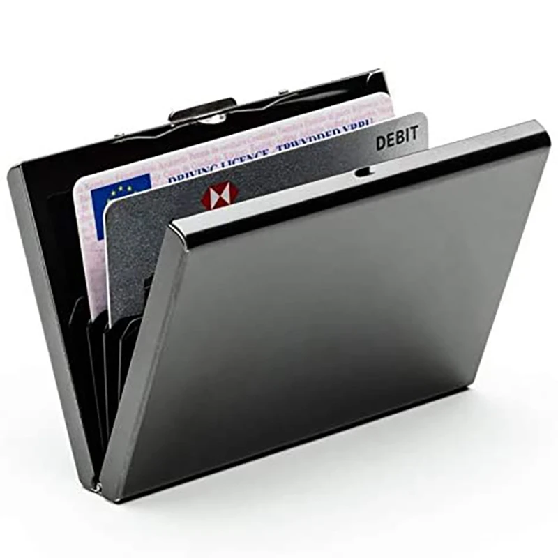 Stainless Steel Credit Card And Business Card Storage Box, Portable Credit Card Storage Box, Metal Shell Protection