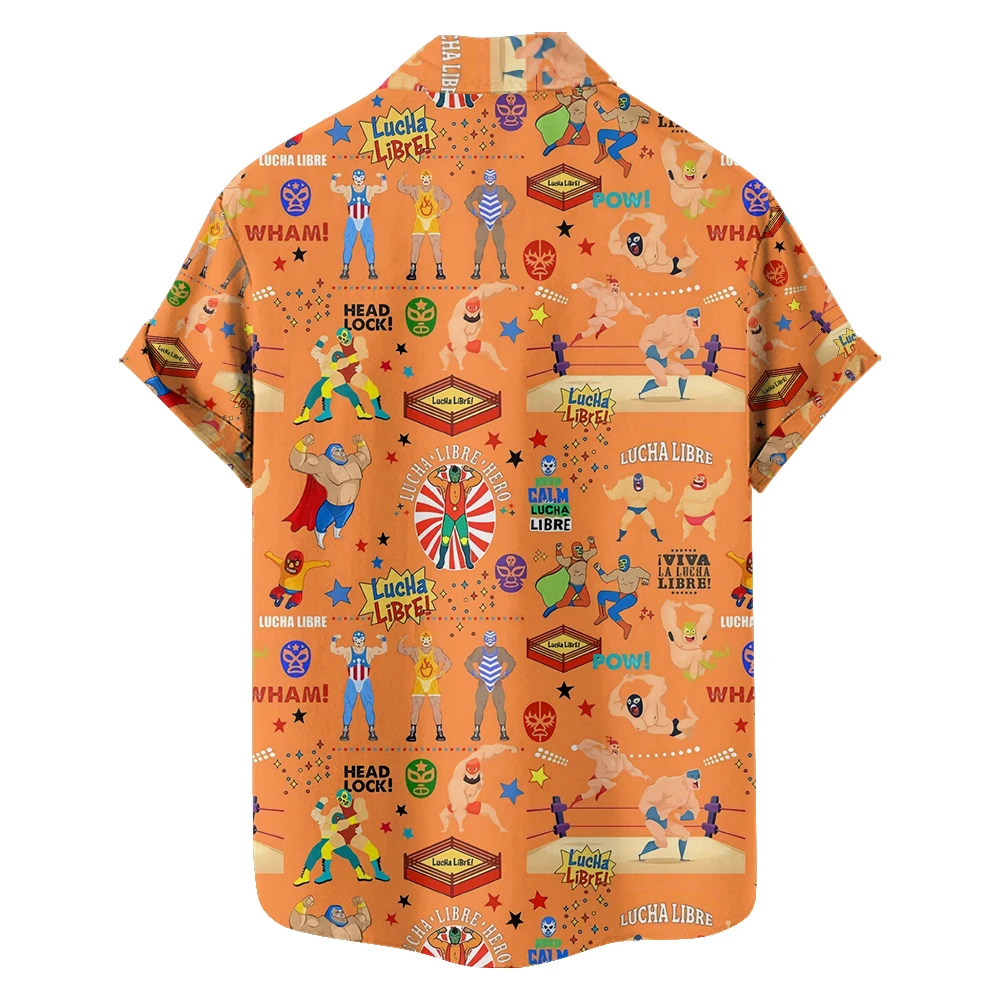 Original summer superman boxing Leisure travel large size short sleeve shirt Hawaiian style digital print loose trend shirt