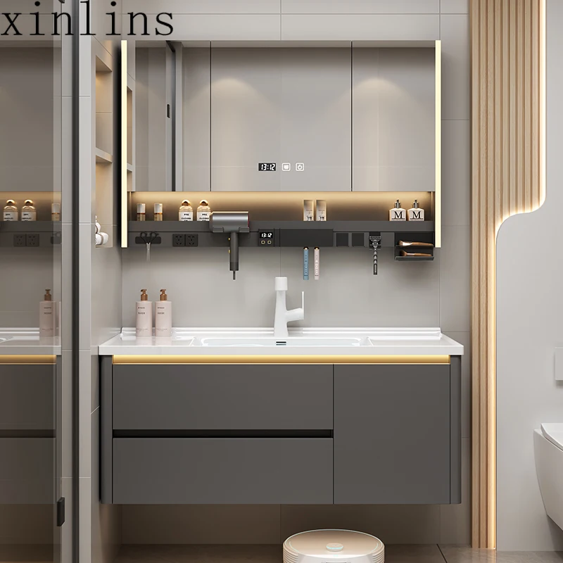 

Luxury Ceramics Bathroom Cabinets Modern Simple Vintage Grey Bathroom Cabinets Vanity Storage Mobili Per La Casa Furniture