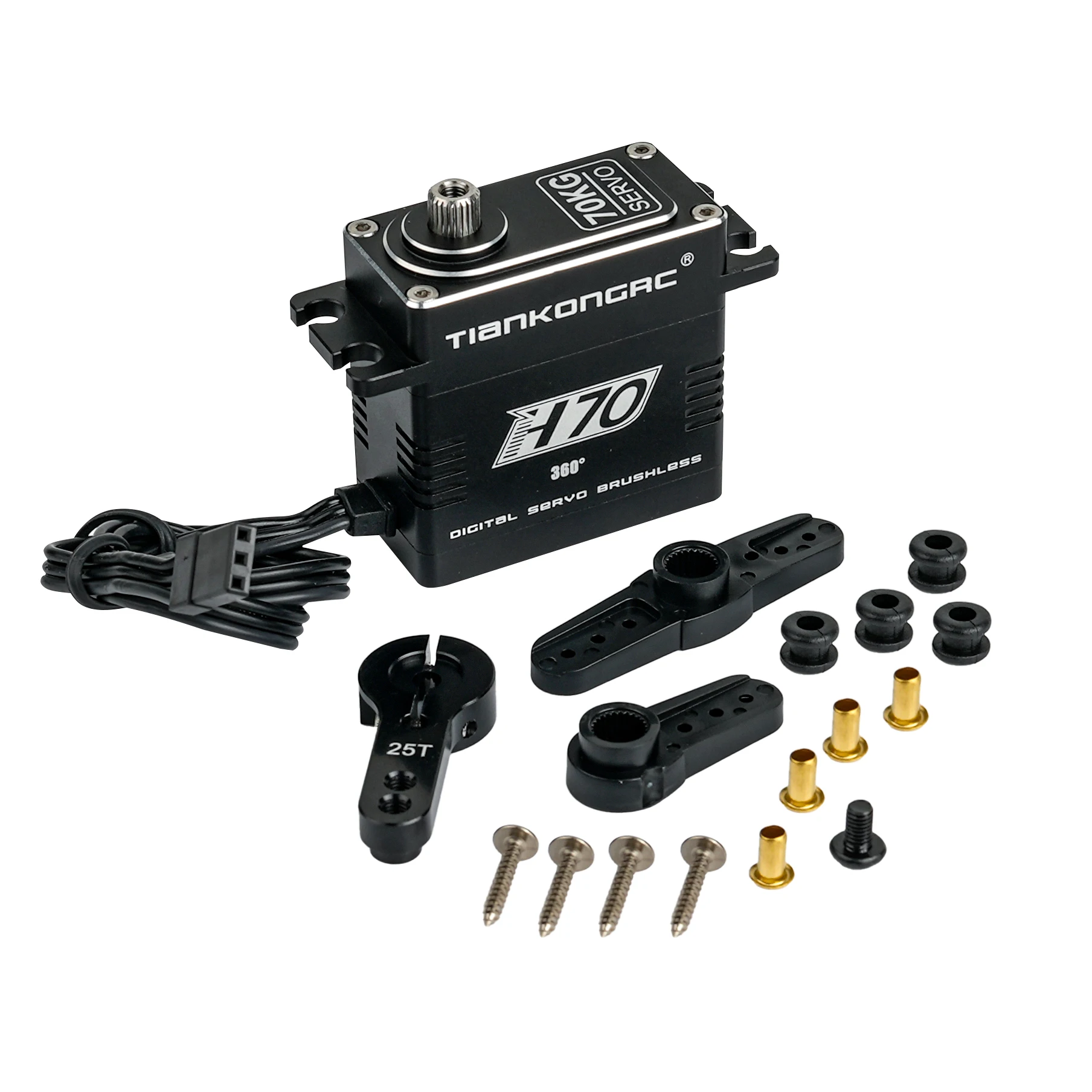 Servo Digital sin escobillas de alto Torque H70, 70kg, engranaje de Metal resistente al agua, 180, 270, 360 grados, para coches RC sobre orugas, Robot submarino