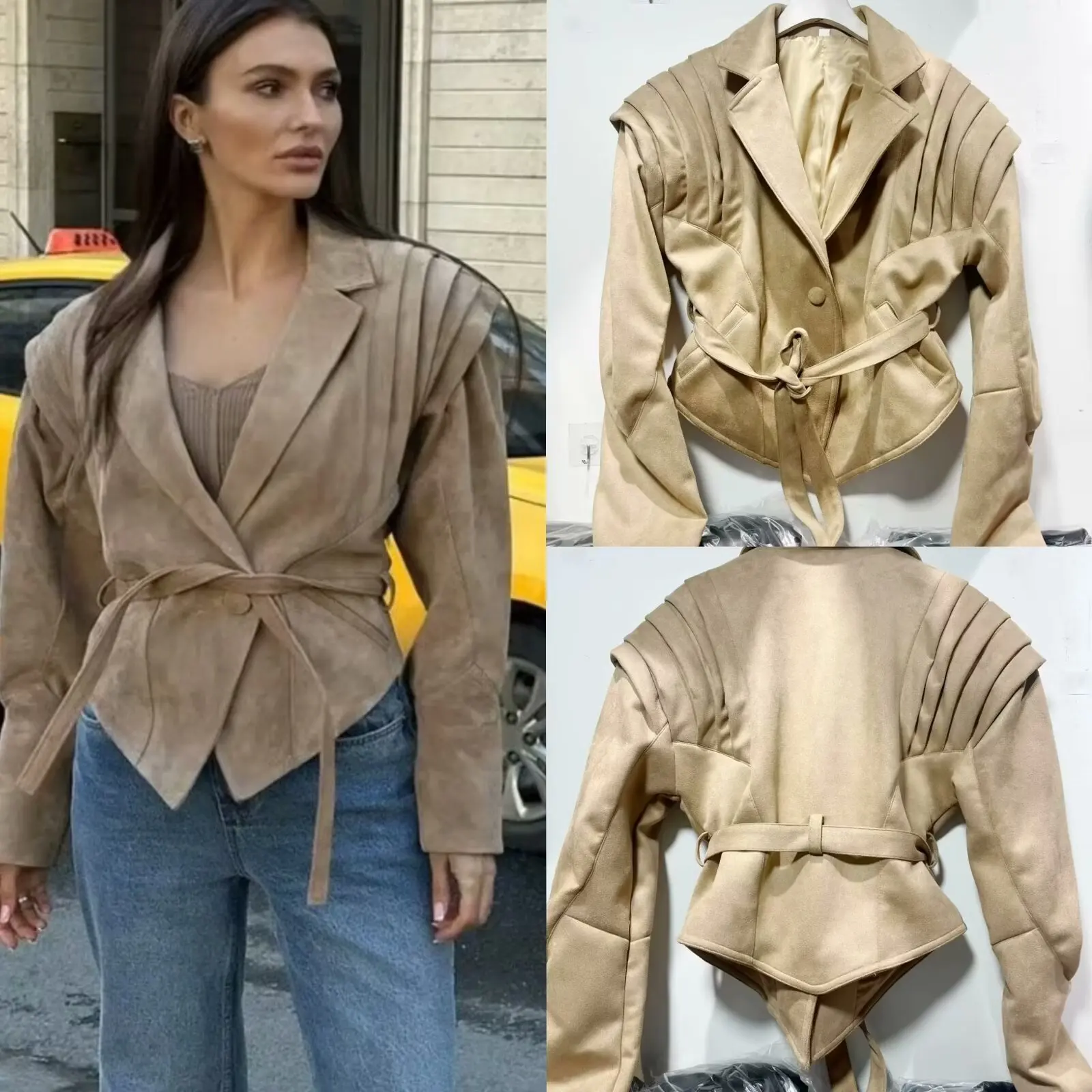 

European and American cross-border new fashion versatile suede jacket women's short niche design jacket