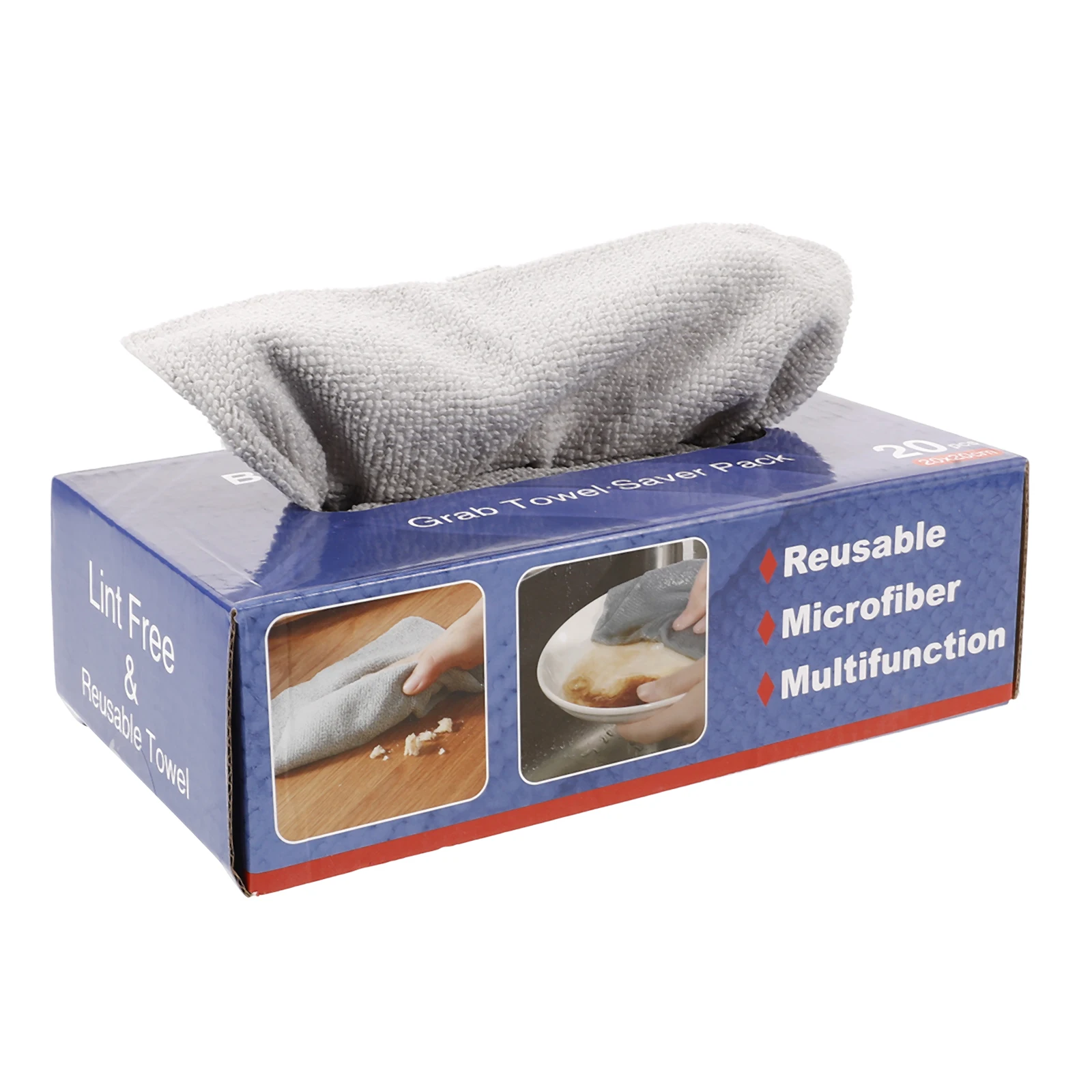 

20pcs Grey Square Microfiber Cleaning Cloths 20cm Boxed Reusable Kitchen Towels for Dishes Countertops House Cleaning