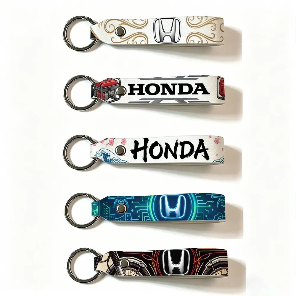 Für Honda Racing Ride PU-Leder Schlüsselanhänger Minimalistischer Schlüsselhalter Langlebiger Schlüsselorganizer Autoschlüsseltasche Zubehör Geschenk