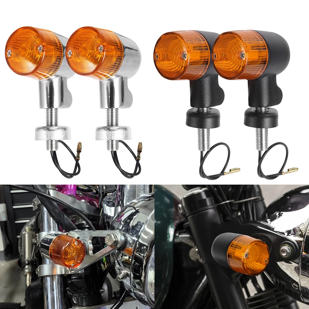 

1 Pair Universal 12V Motorcycle Turn Signal Lights Round Indicator Lamp Amber Lens for Harley Suzuki Honda Kawasaki