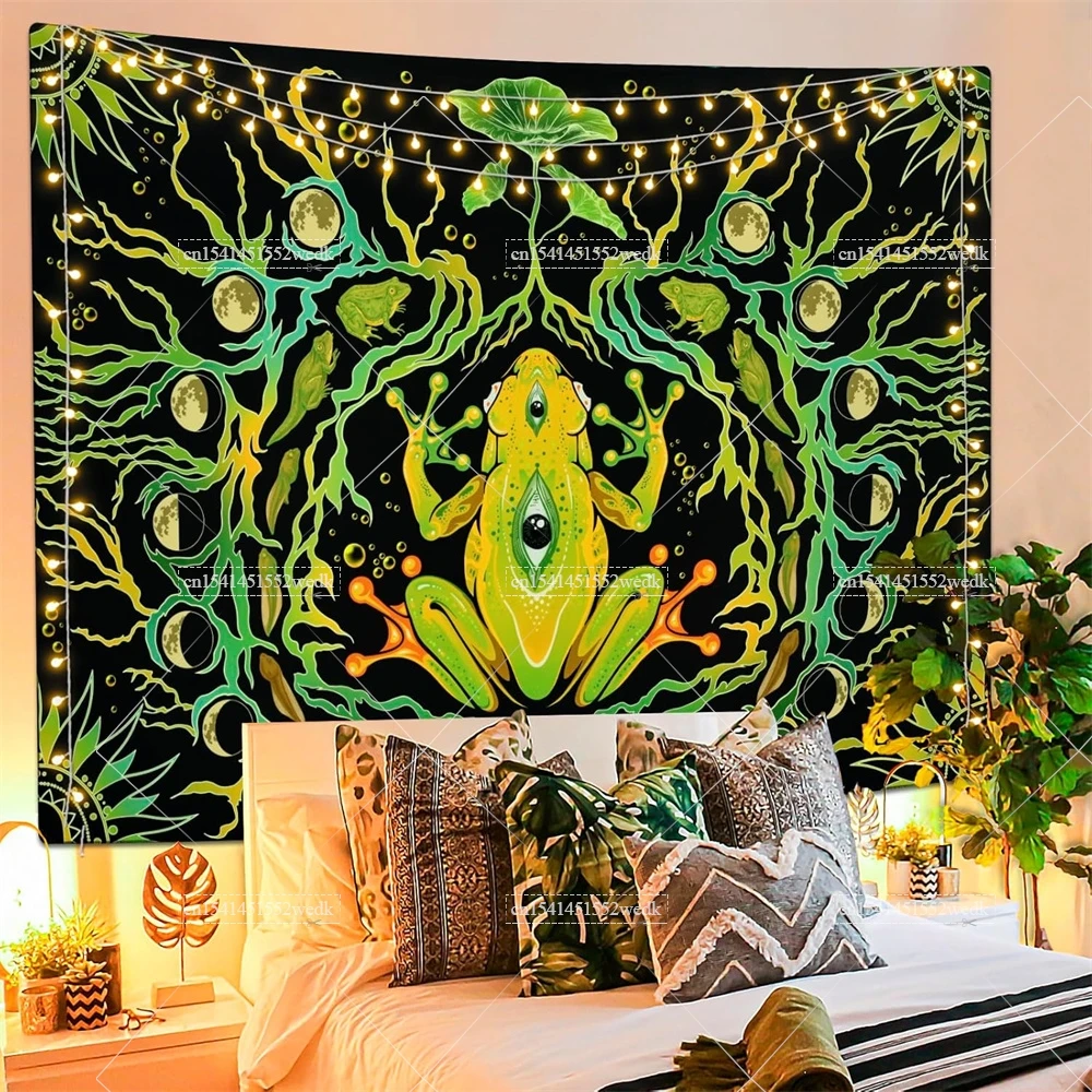 Animal Frog Tapestry Moon Phase Tapestries Trippy Eyes Tapestry Aesthetic Plants Moth Tapestry Wall Hanging For Bedroom Backdrop