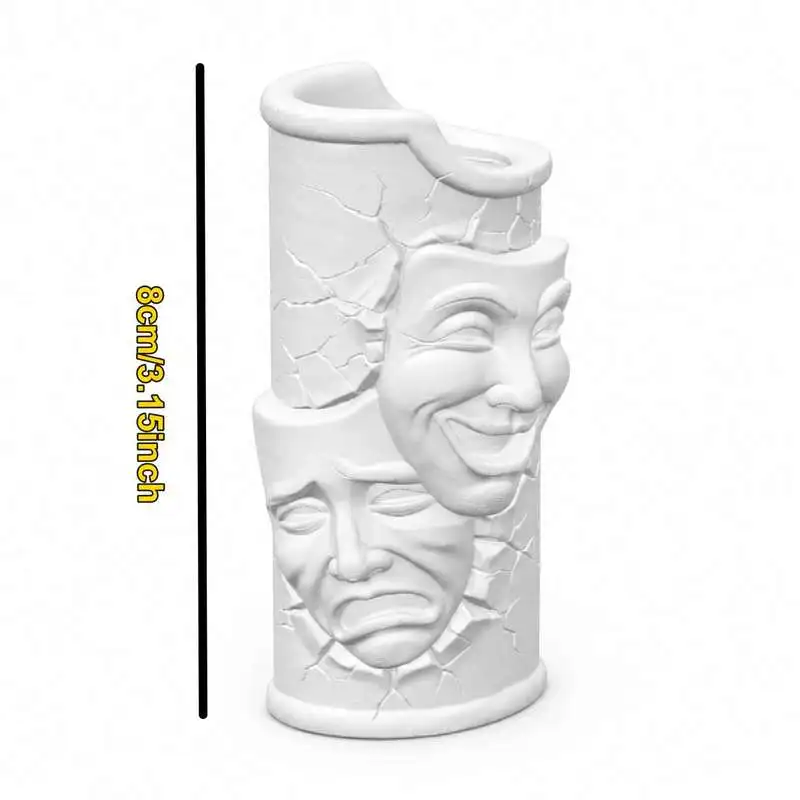 Theater Mask Lighter Case Cracked Tragedy Comedy Face Lighter Sleeve Decorative Smoking Accessory view 4