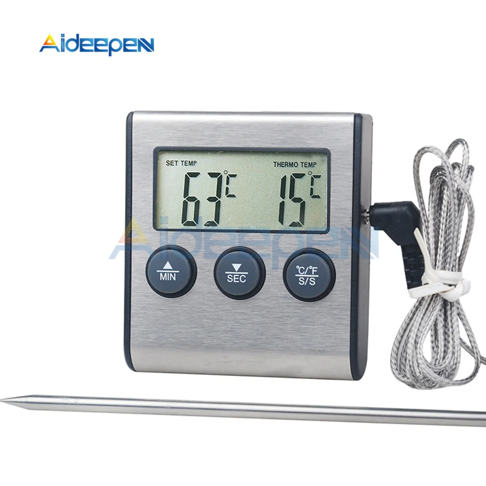 Imagem -01 - Termômetro de Cozinha Digital Mini Cozinha Tp700 Temperatura de Comida de Carne Forno Churrasqueira Função Temporizador Sonda de Aço Inoxidável termometro de cozinha digital mini cozinha tp700 temperatura de comida de carne forno churrasqueira funcao temporizador sonda de aco inoxidavel 01