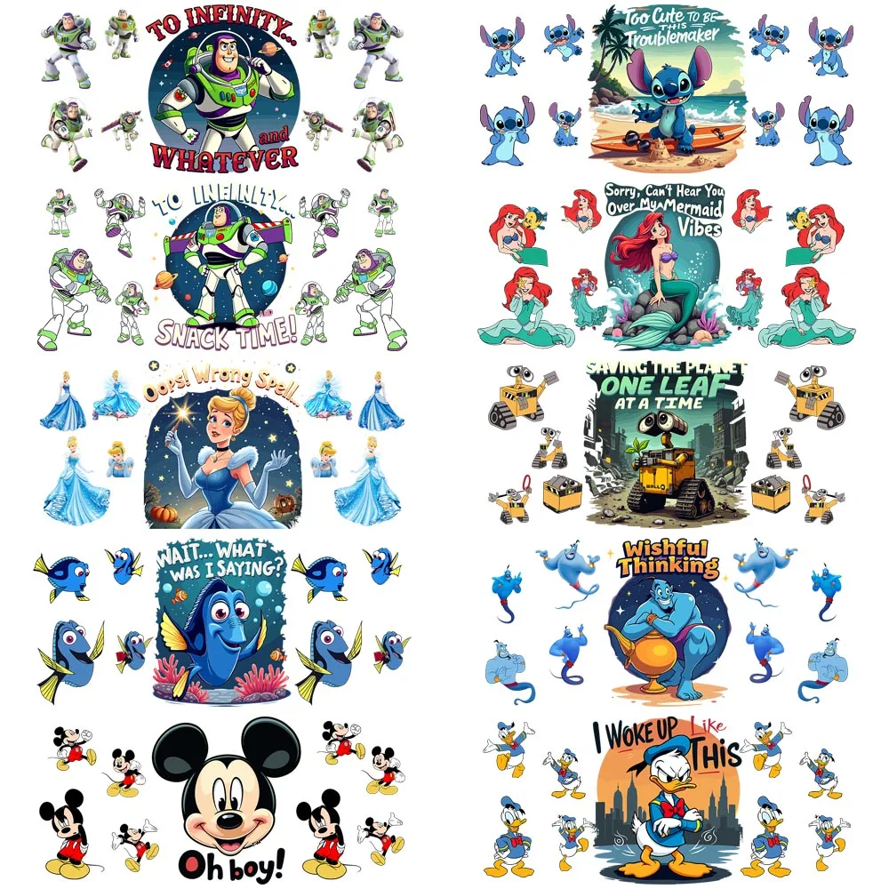 

Cute Mickey Stitch Retro poster style easy peel waterproof DIY Decals 3D transfers uvdtf tumbler stickers 16oz uv dtf cup wraps