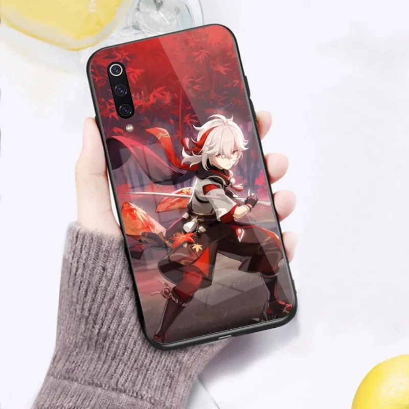 Genshin Impact Kazuha Phone Case for Xiaomi 13 12 11T 10 9 Lite Redmi Note 11 10 10S Pro 9 9A 8 PC Glass Phone Cover Funda