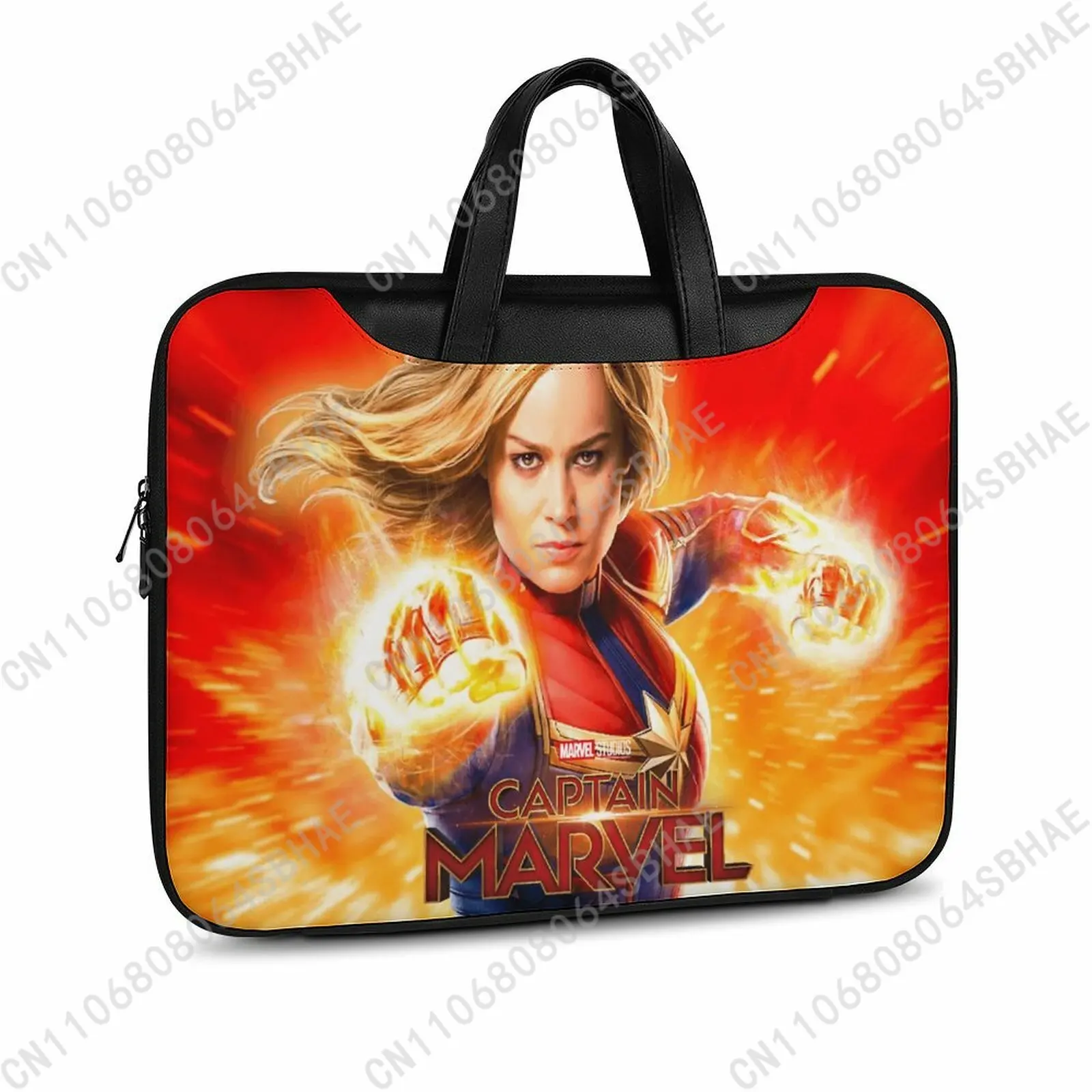 

Marvel Captain Marvel Custom Leather Briefcase Men Woman Laptop Bag Business Retro Genuine Leather Computer Cosplay