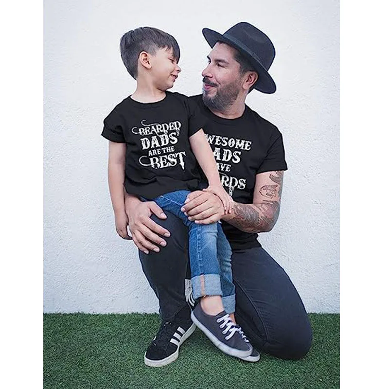 Father and Son Daughter Beards and Tattoos T-Shirts Father's Day Matching Tees Set (Purchase Separately) Funny Husband Son Gifts