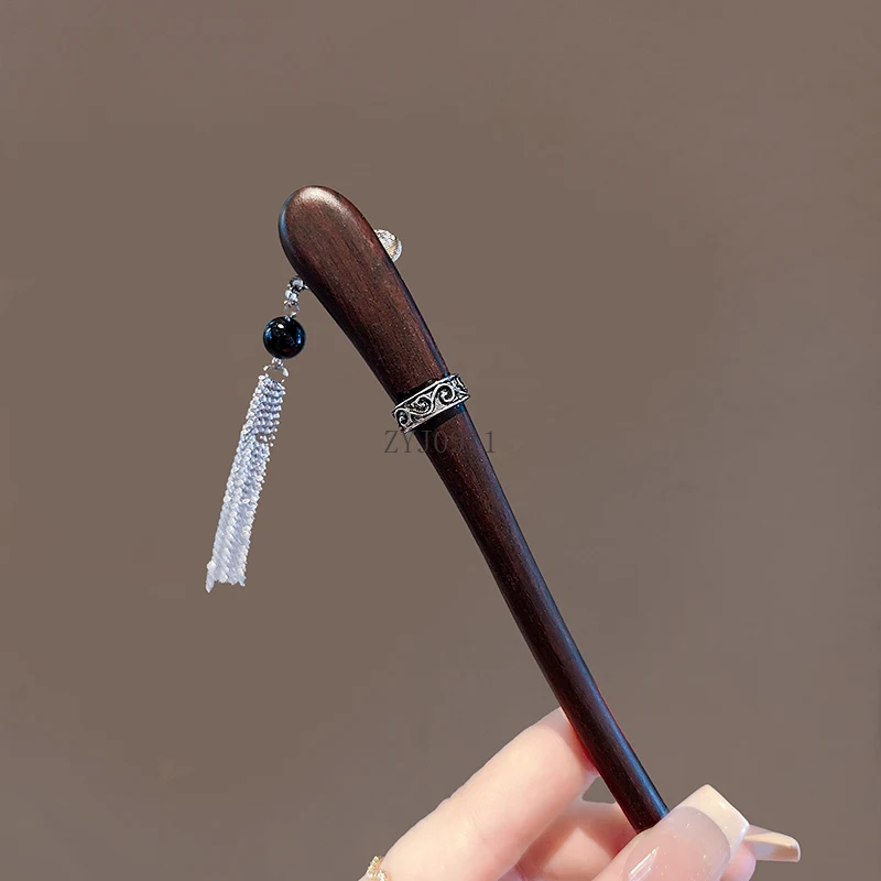 دبوس شعر على الطراز العرقي بتصميم عتيق من الفضة المقلدة على شكل فراشة مهدب على الطراز القديم دبوس شعر خشبي دبوس شعر جديد عالي الجودة