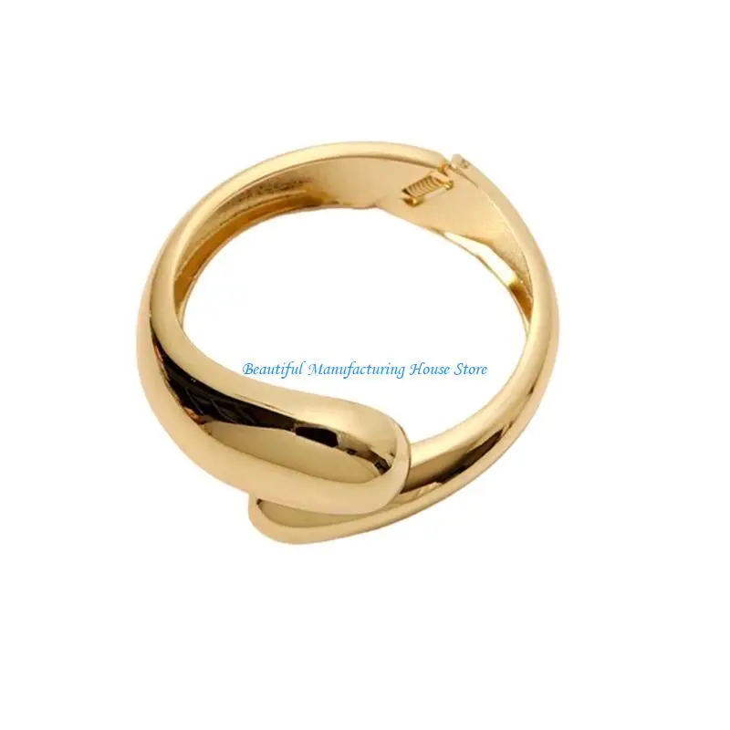 

E56A Modern Punk Bracelet Metal Bangles Geometric Arm Bracelet Wide Wrist Jewelry Alloy Texture Present for Women and Girls