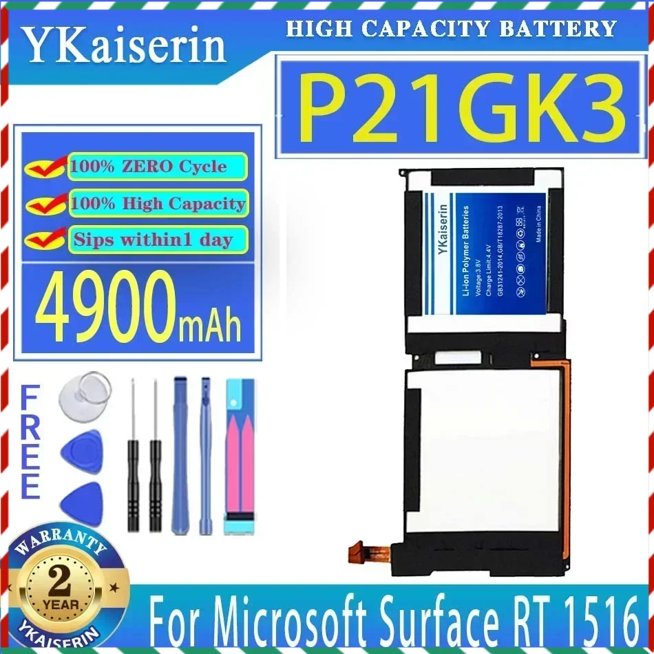 

YKaiserin 4900mAh Battery P21GK3 For Microsoft Surface RT 1516 Tablet PC 21CP4/106/96 7.4V Laptop Batteries