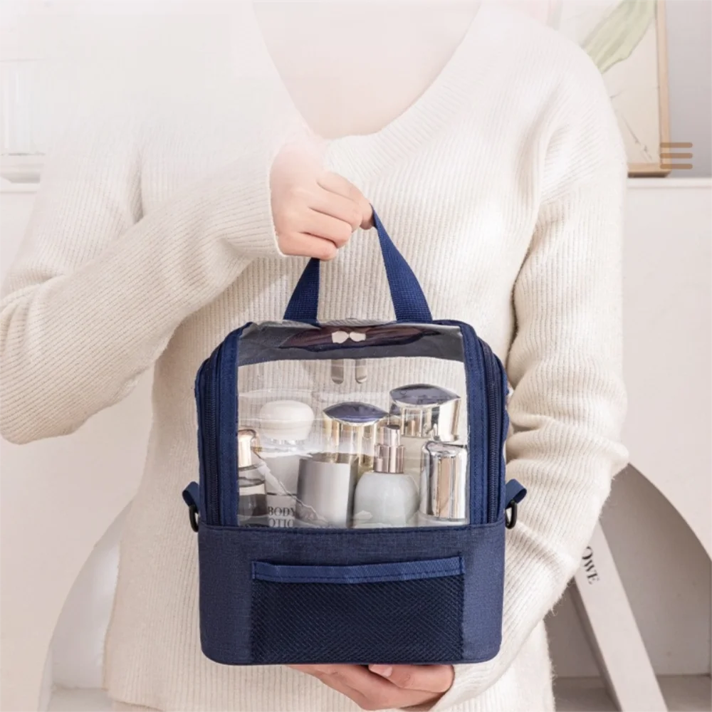

Профессиональные кисти для макияжа, сумка на плечо, прозрачная ткань Оксфорд, косметичка для хранения, большая вместительная водонепроницаемая сумка для туалетных принадлежностей