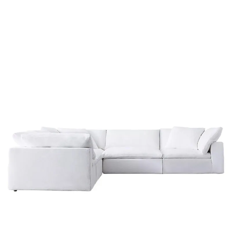 Country villa art living room corner module corner down fabric combination solid wood furniture
