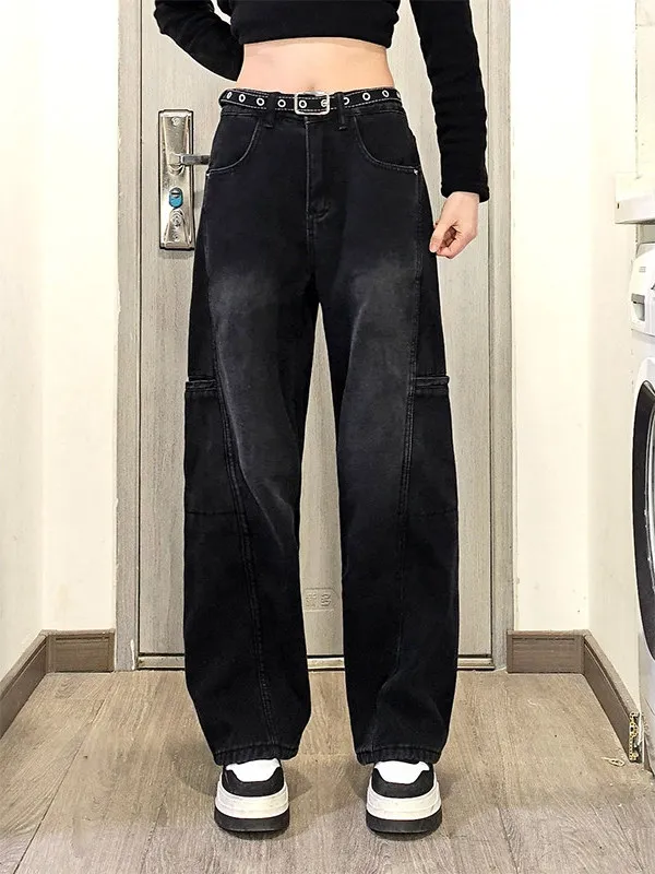 

Мужские джинсы Bla Straight Leg Workwear в американском стиле High Street, свободного кроя, повседневные, Cleanfit